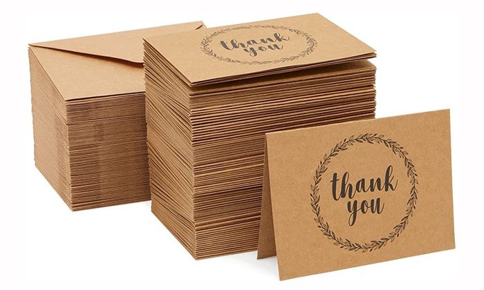 Brown kraft thank you cards